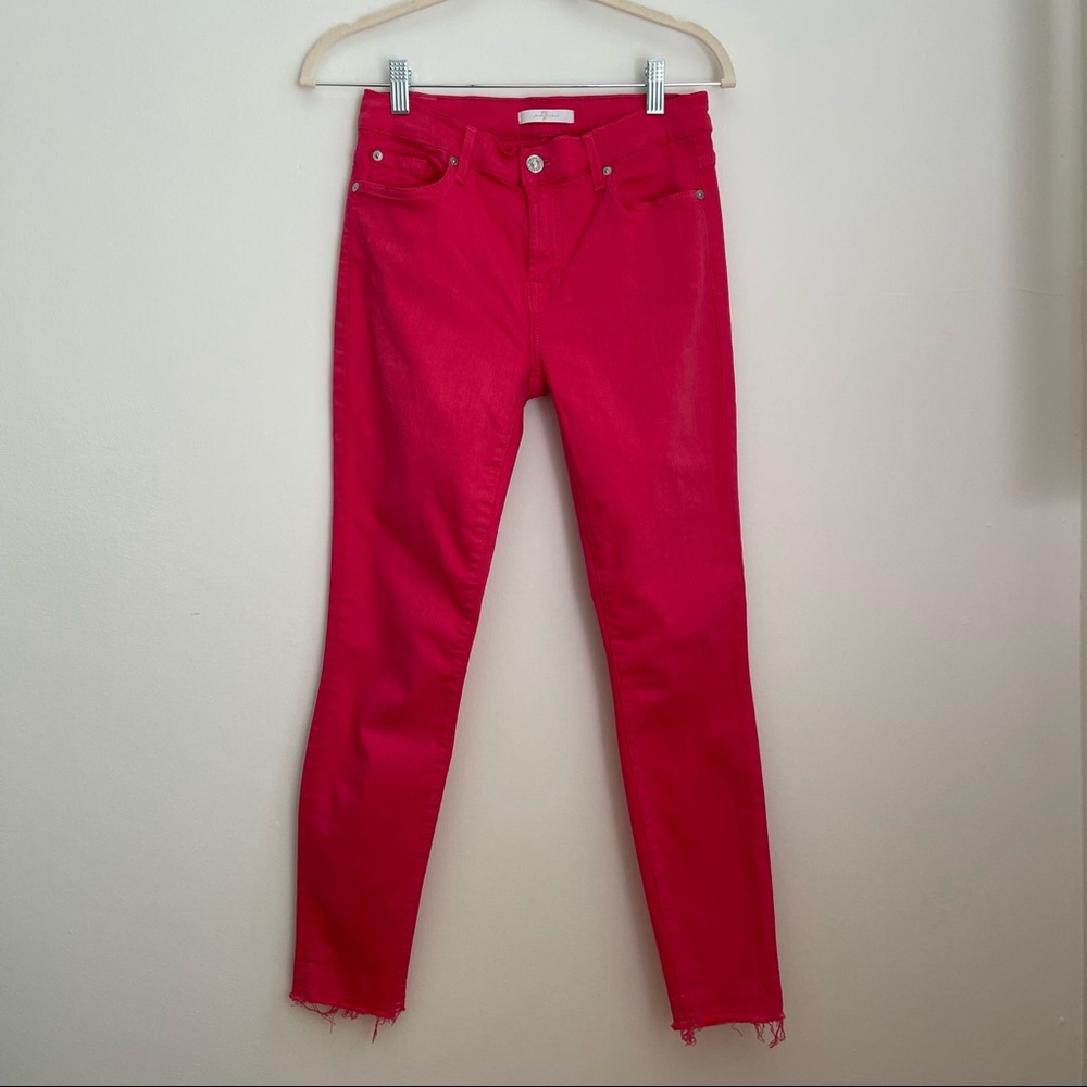 7 For All Mankind Pink Mid-Rise Skinny Leg 5 Pocket Style Jeans Size 28